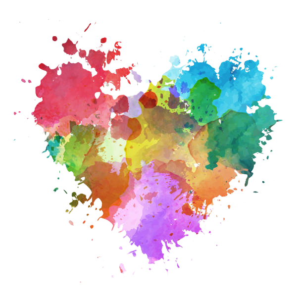 Grungy multicolor watercolor heart