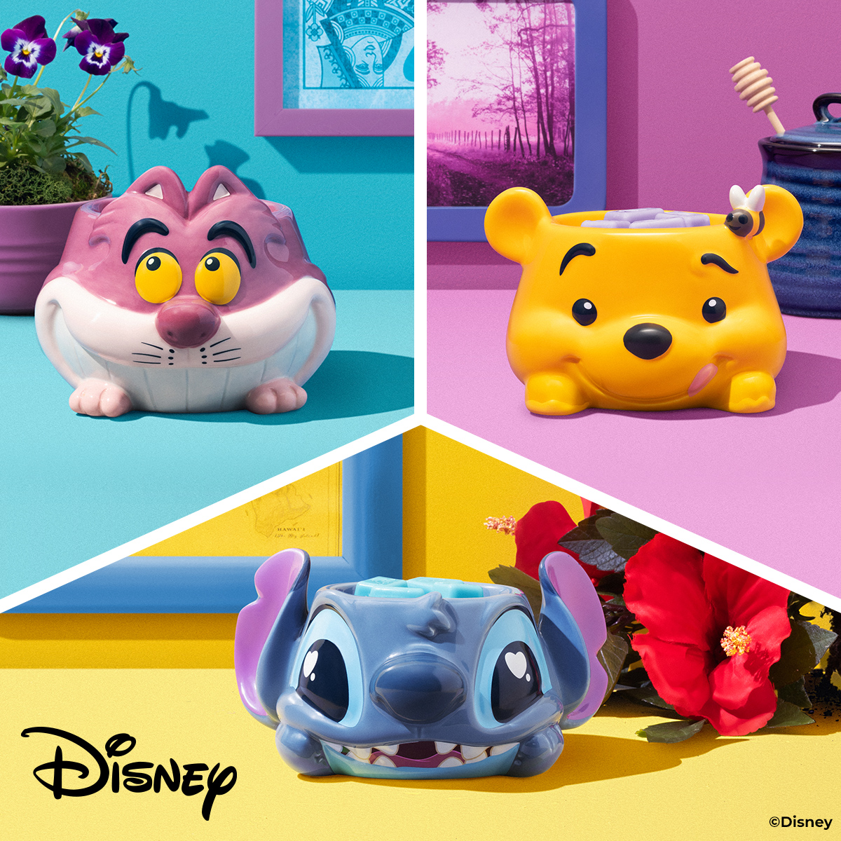 Scentsy Warm Fuzzies collection. Feature stitch, chesire cat and winnie the pooh