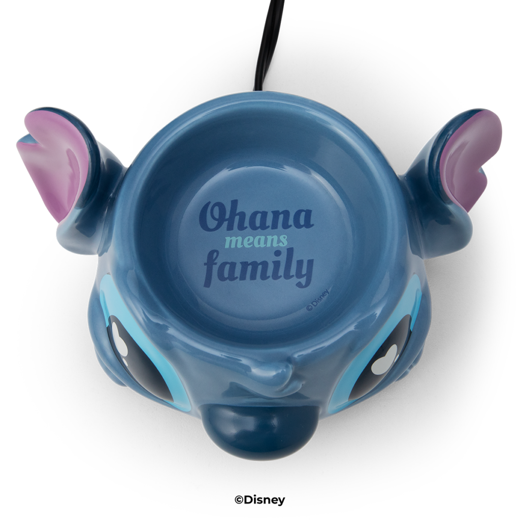 Stitch warmer in the dish read Ohana means family