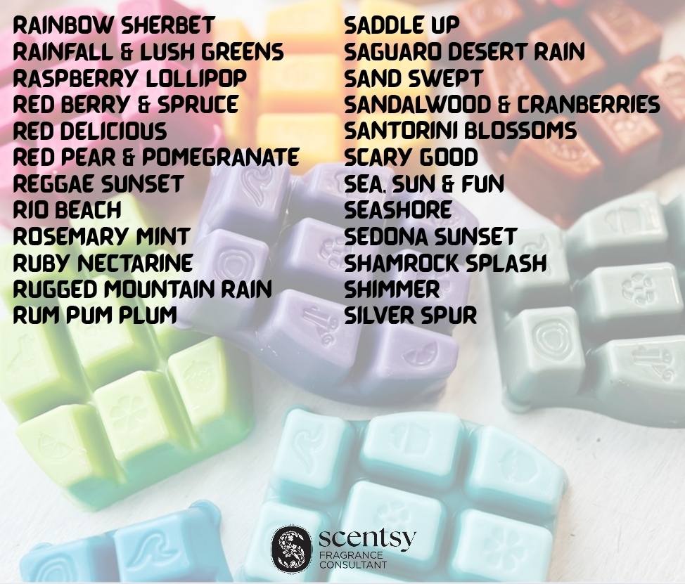 List of Scentsy Bring Back My Bar fragrances returning for November 2025. Alphabetical lineup of 100 discontinued scents available to add to Scentsy Club this month only.