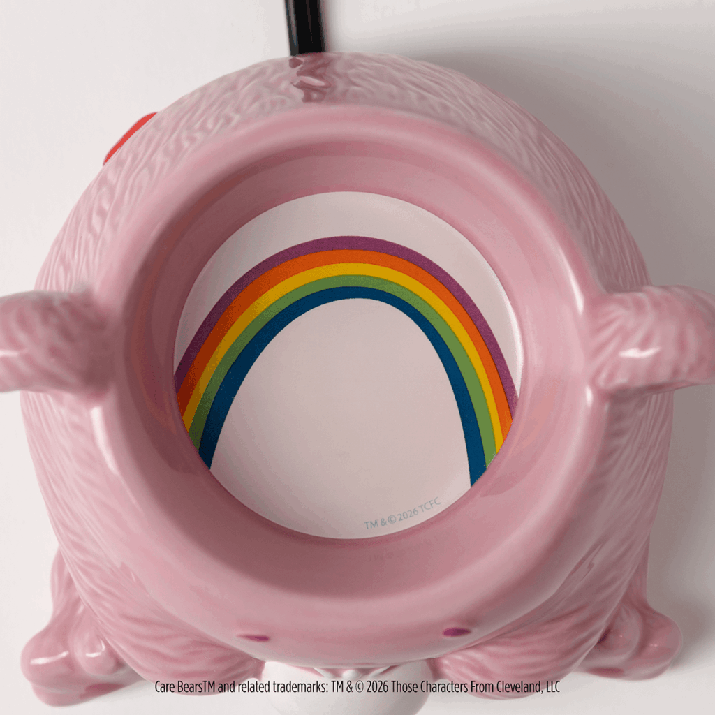 Top view of Cheer Bear Scentsy warmer revealing the colorful rainbow design inside the wax dish.