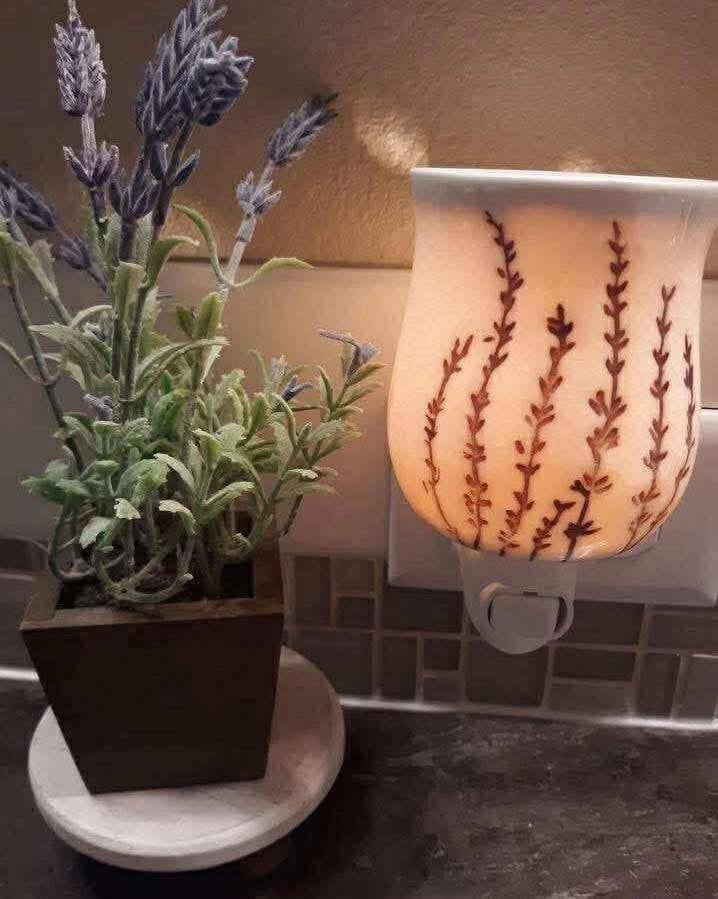 Scentsy Lavender Love warmer on a counter top for the Mother's day Lavender Love Bundle