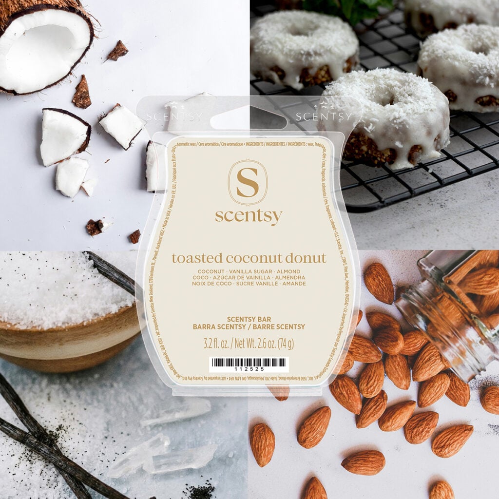 Toasted Coconut donut scentsy bar. Coconut, donut, almond, vanilla