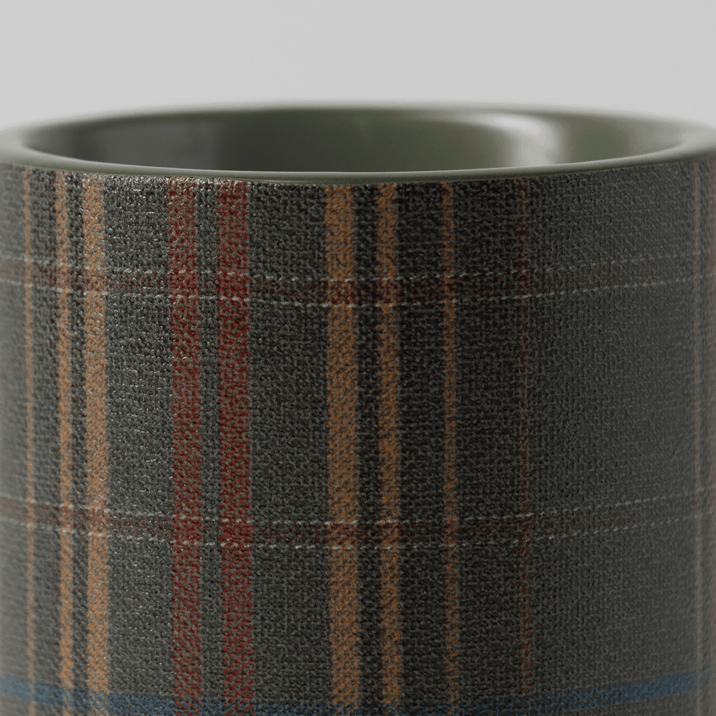 Close-up detail of the Elmwood Scentsy Warmer showing the textured green plaid pattern and ceramic finish.