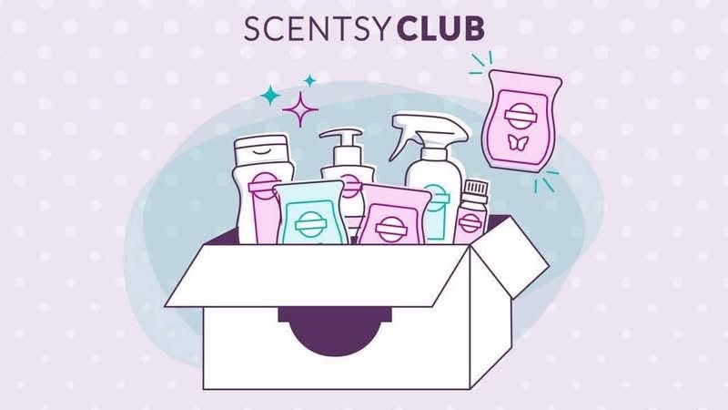 Scentsy Club box with fragrance, laundry and cleaning products