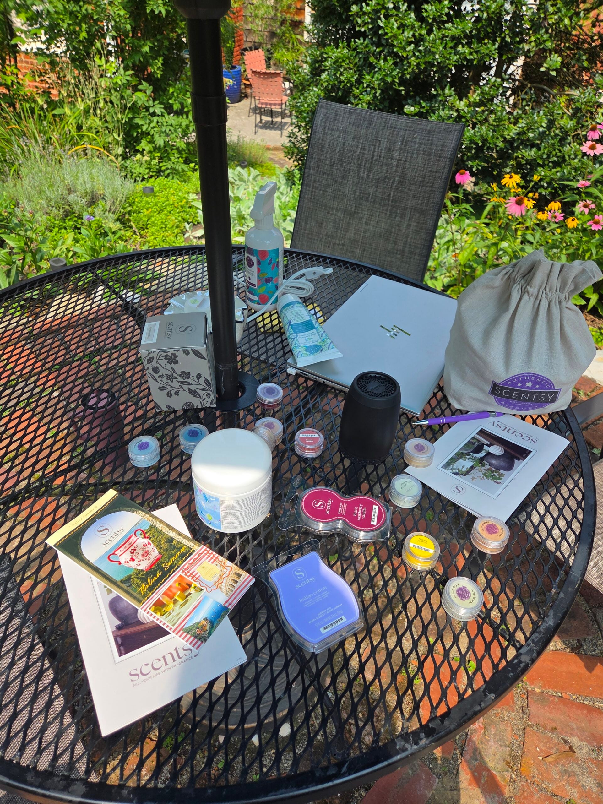 Scentsy gift certificate shopping experience with fragrance samples, catalogs, products, and personalized scent recommendations.