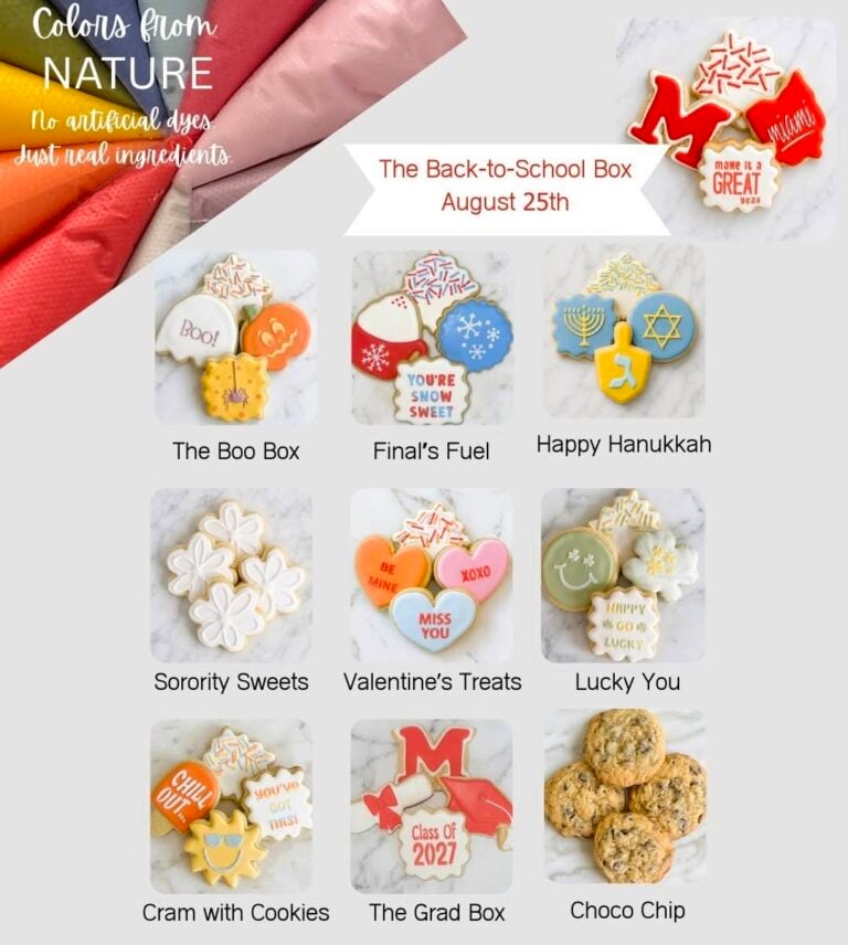 College themed cookie box options for monthly happy mail