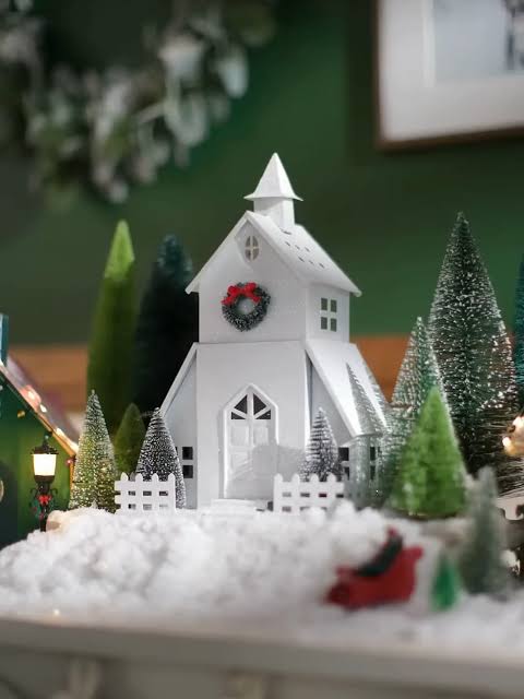 Scentsy All Is Calm Warmer featuring a white Christmas church surrounded by snowy trees and a small red cardinal.