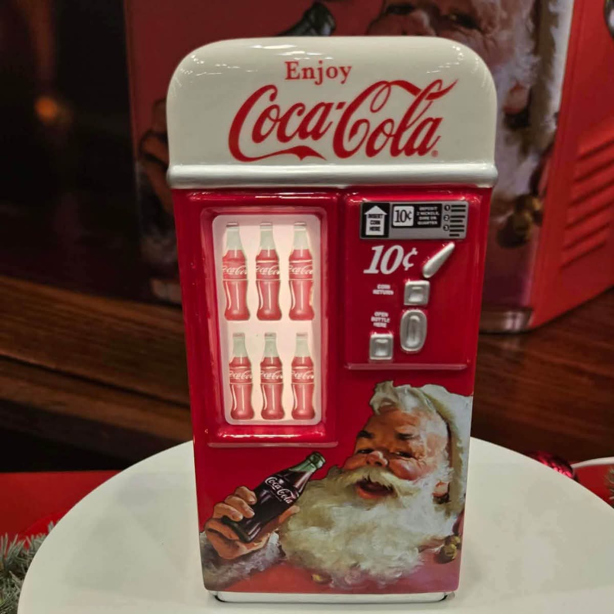 Coca-Cola Jolly Refreshment Scentsy Warmer designed like a vintage red Coca-Cola vending machine with Santa.