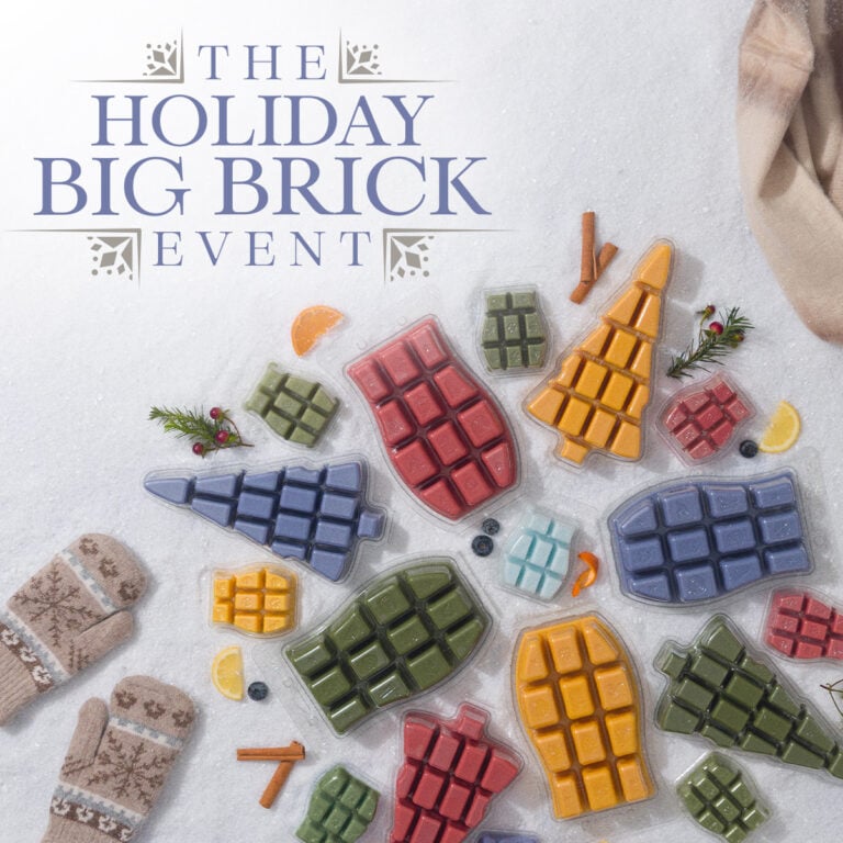 Scentsy Holiday Big Brick Event 2026 promotional graphic showing the returning limited-time holiday fragrance bricks.