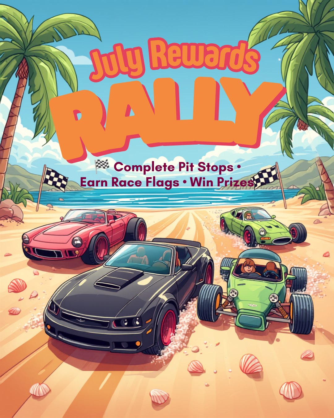 July is my birthday month.
It's the middle of summer.
It's fireworks month.
So...why not have some fun? 😎

All month long I'm throwing a July Rewards Rally!

There will be...
🏁 Pit Stops
⚡ Speed Bumps 
🎉 Surprise prizes
🎁 Weekly winners
...and probably a car crash because, well...it's me. 😂

So how do you play?

Honestly...
Just keep your eyes open.
I'll be dropping Rally challenges all over the place...
📱 here
📧 emails
📲 texts
👯 VIP group
...and maybe a few surprise places too.

Some will take 30 seconds. Because ain't no one got time for a long task.
Some will earn you bonus Race Flags.
Some might even help you win prizes.

The best part?
You do NOT have to buy anything to play. ❤️ 

Want your first 3 Race Flags?
Comment RALLY below and we'll get you started!

Ready...Set...GOOOOO! 🏁