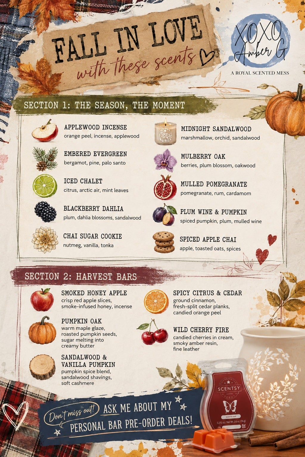 I know it's approximately 80 degrees outside...

But my brain is already in cozy season. 😂

Give me pumpkin, apple, cinnamon, blankets and all the fall scents.

If you're right there with me, I have a few personal pre-order deals on the new Fall bars that are coming.

Just holler and I'll send you the details.

Fair warning...the deals disappear like Cinderella at midnight on the 31st. 🎃✨